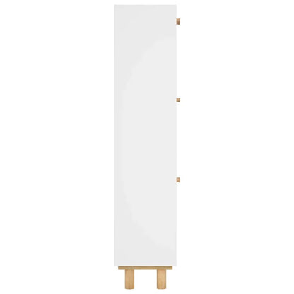 Shoe Cabinet White 20.5"x9.8"x45.3" Engineered Wood&Natural Rattan