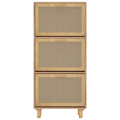 Shoe Cabinet Brown 20.5x9.8x45.3" Engineered Wood&Natural Rattan