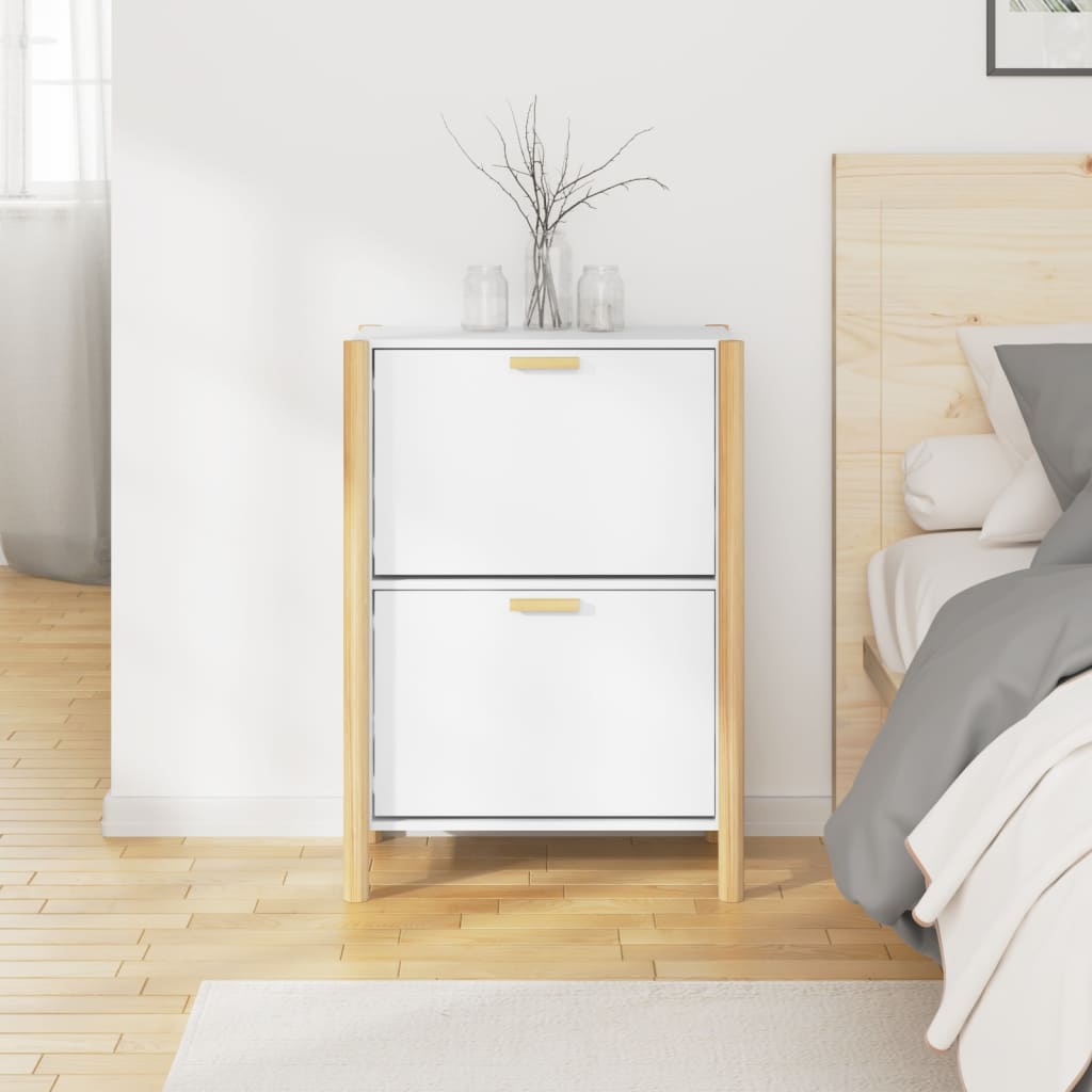 Shoe Cabinet White 22.6x13.0x31.5" Engineered Wood