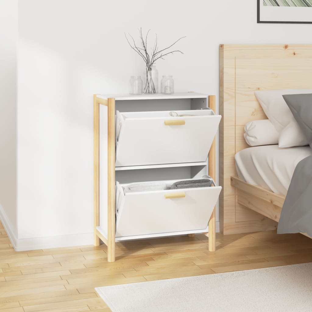 Shoe Cabinet White 22.6x13.0x31.5" Engineered Wood