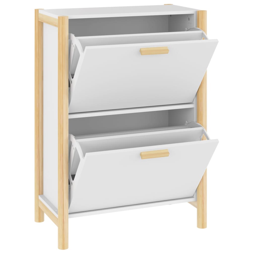 Shoe Cabinet White 22.6x13.0x31.5" Engineered Wood