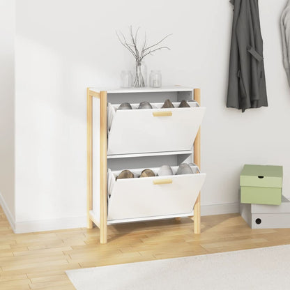 Shoe Cabinet White 22.6x13.0x31.5" Engineered Wood
