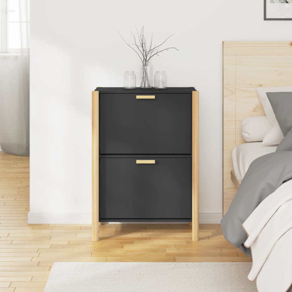 Shoe Cabinet Black 22.6x13.0x31.5" Engineered Wood