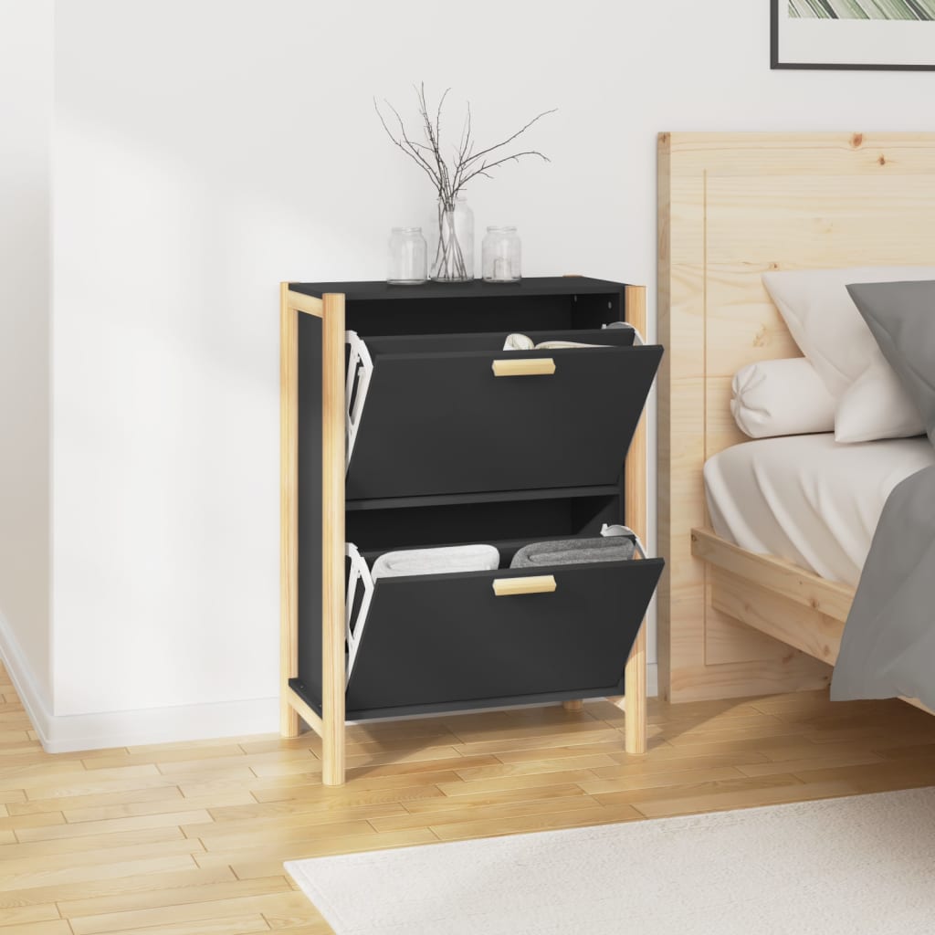 Shoe Cabinet Black 22.6x13.0x31.5" Engineered Wood