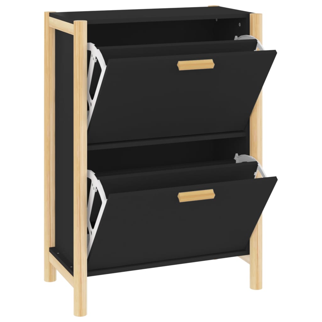 Shoe Cabinet Black 22.6x13.0x31.5" Engineered Wood