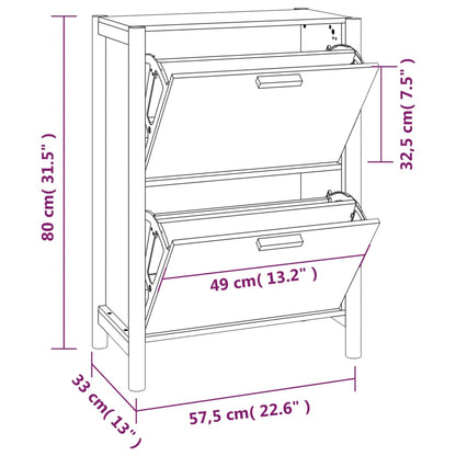 Shoe Cabinet Black 22.6x13.0x31.5" Engineered Wood