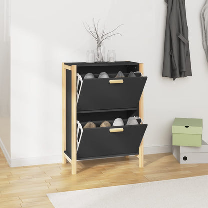 Shoe Cabinet Black 22.6x13.0x31.5" Engineered Wood