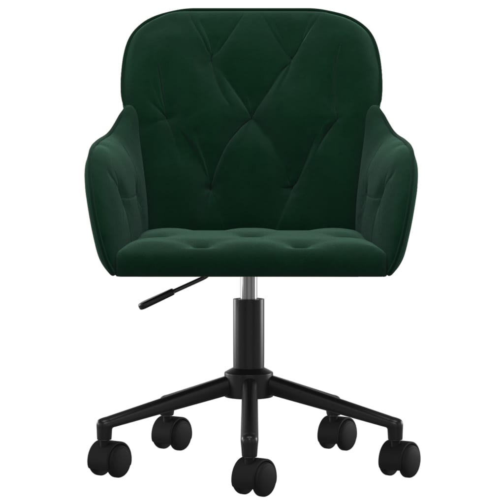 Office Chair Dark Green Velvet, Metal, Plywood Standard Swivel