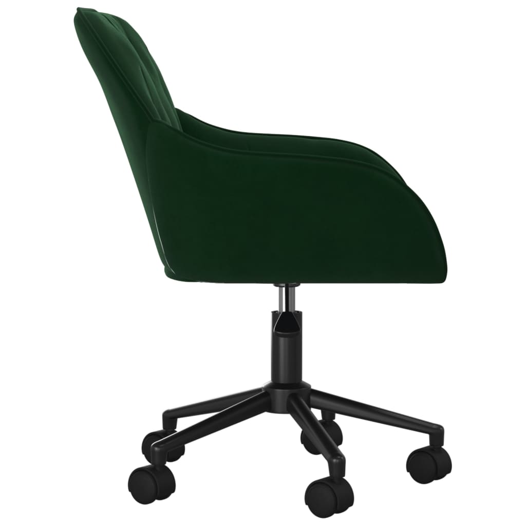 Office Chair Dark Green Velvet, Metal, Plywood Standard Swivel