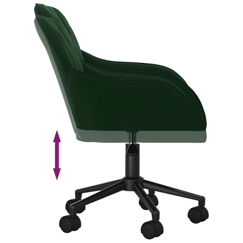 Office Chair Dark Green Velvet, Metal, Plywood Standard Swivel