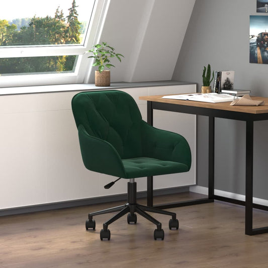 Office Chair Dark Green Velvet, Metal, Plywood Standard Swivel