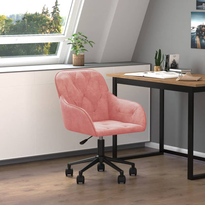Office Chair Pink Velvet Medium Swivel Office Chair