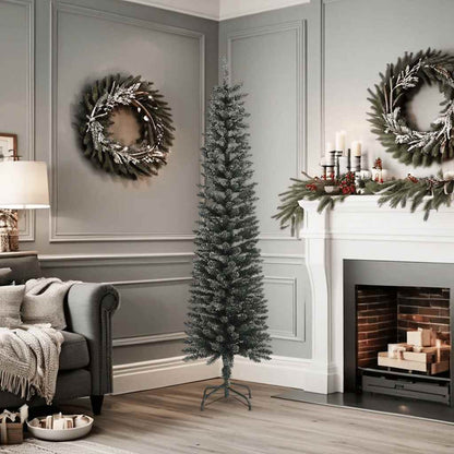 Artificial Slim Christmas Tree with Stand Green 6 ft PVC