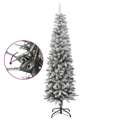 Artificial Slim Christmas Tree with Flocked Snow 6 ft PVC&PE