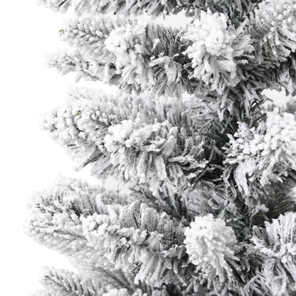 Artificial Slim Christmas Tree with Flocked Snow 6 ft PVC&PE