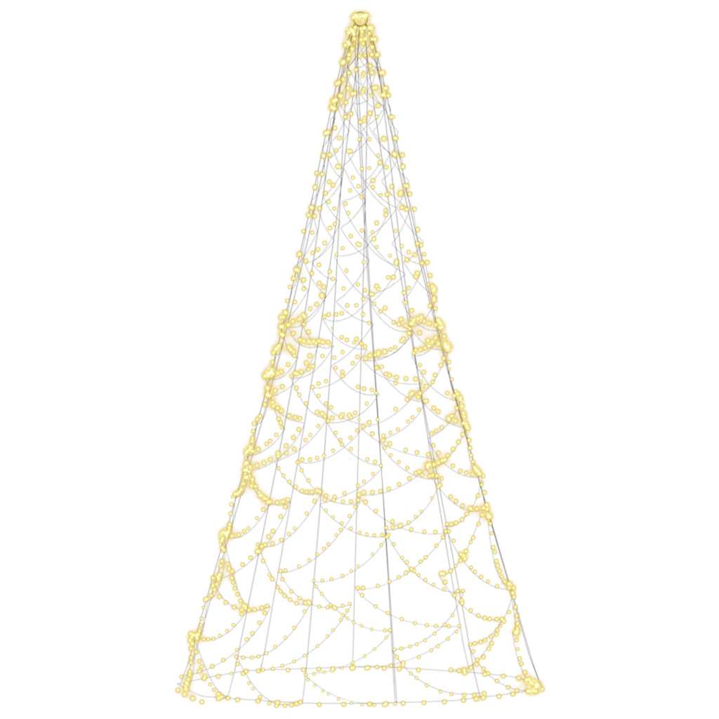 Christmas Tree on Flagpole Warm White 500 LEDs 118.1"