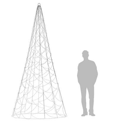 Christmas Tree on Flagpole Warm White 500 LEDs 118.1"