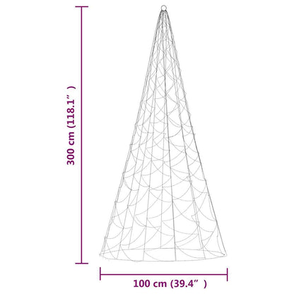 Christmas Tree on Flagpole Warm White 500 LEDs 118.1"