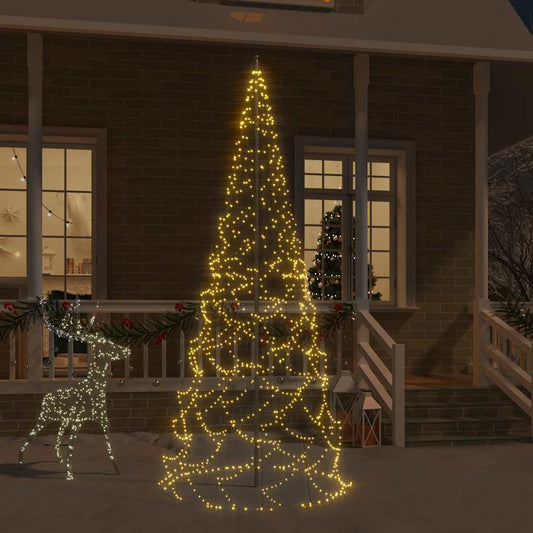 Christmas Tree on Flagpole Warm White 500 LEDs 118.1"