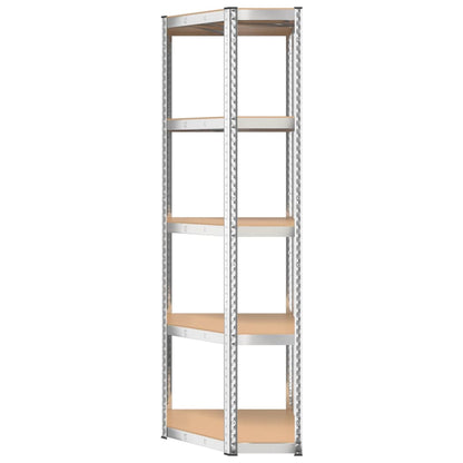 5-Layer Corner Shelf Silver Steel&Engineered Wood