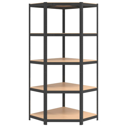 5-Layer Corner Shelf Anthracite Steel&Engineered Wood