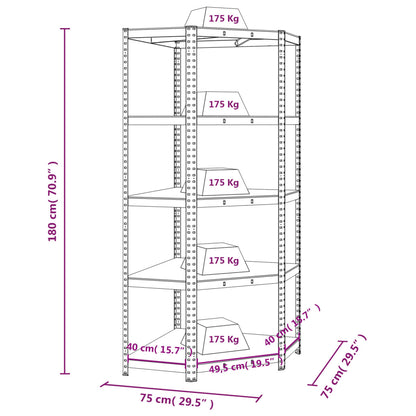 5-Layer Corner Shelf Anthracite Steel&Engineered Wood