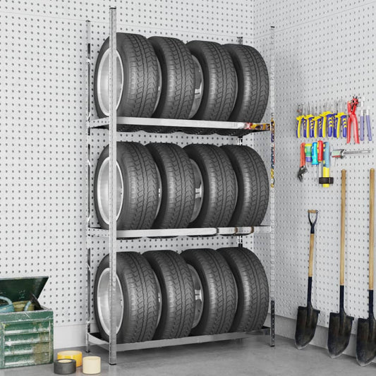 3-Layer Tire Rack Silver 43.3"x15.7"x78.7" Steel