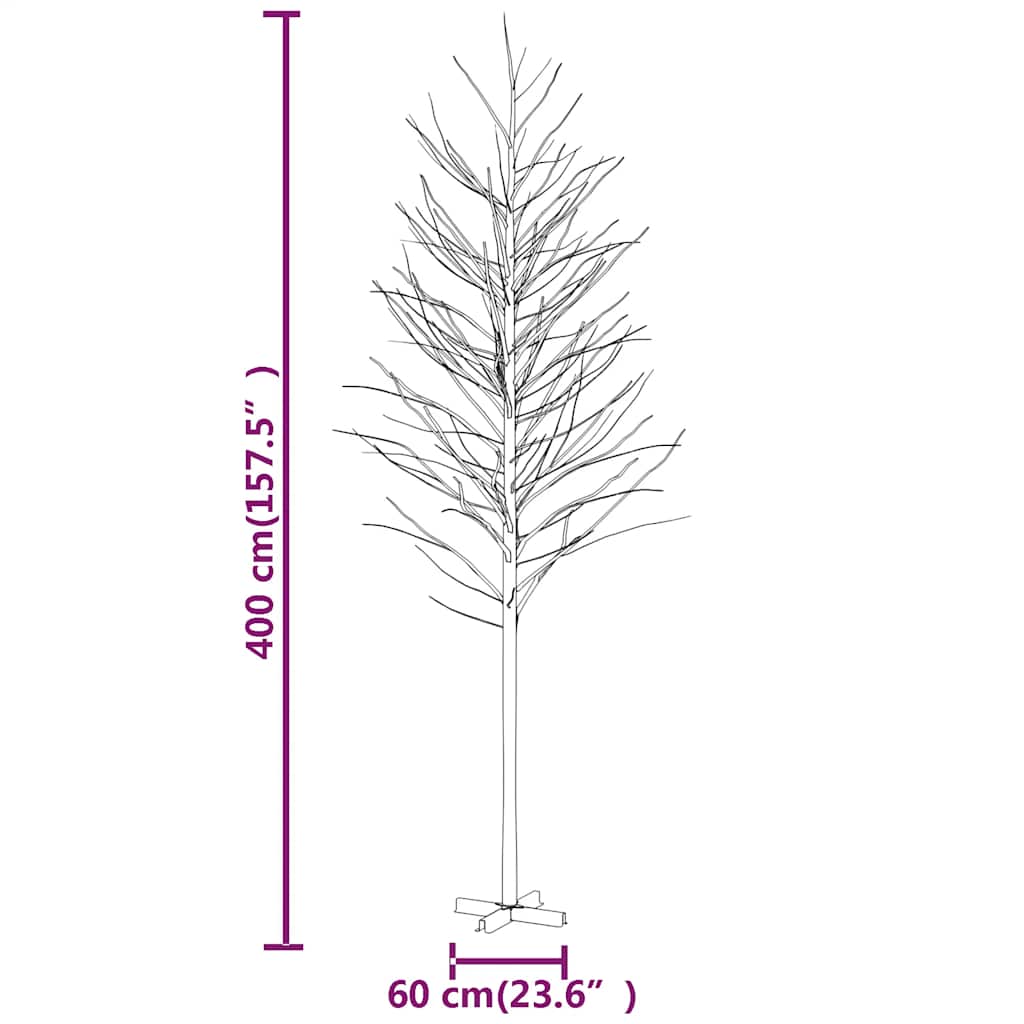 LED Tree Warm White, White Steel 157.5 in Tall LED Tree