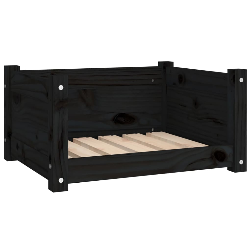 Dog Bed Black Solid Pine Wood 21.9 x 17.9 x 11.0 in Durable