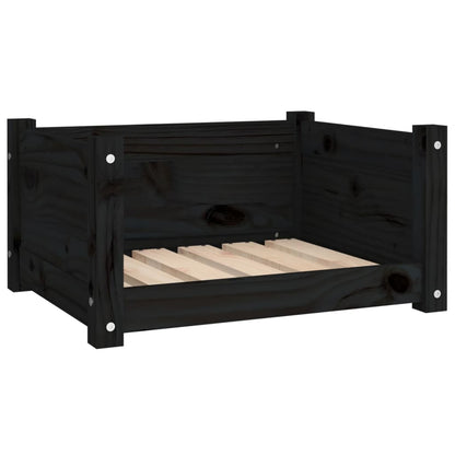 Dog Bed Black Solid Pine Wood 21.9 x 17.9 x 11.0 in Durable