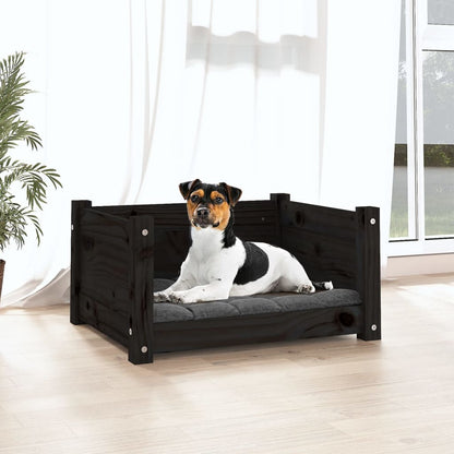 Dog Bed Black Solid Pine Wood 21.9 x 17.9 x 11.0 in Durable