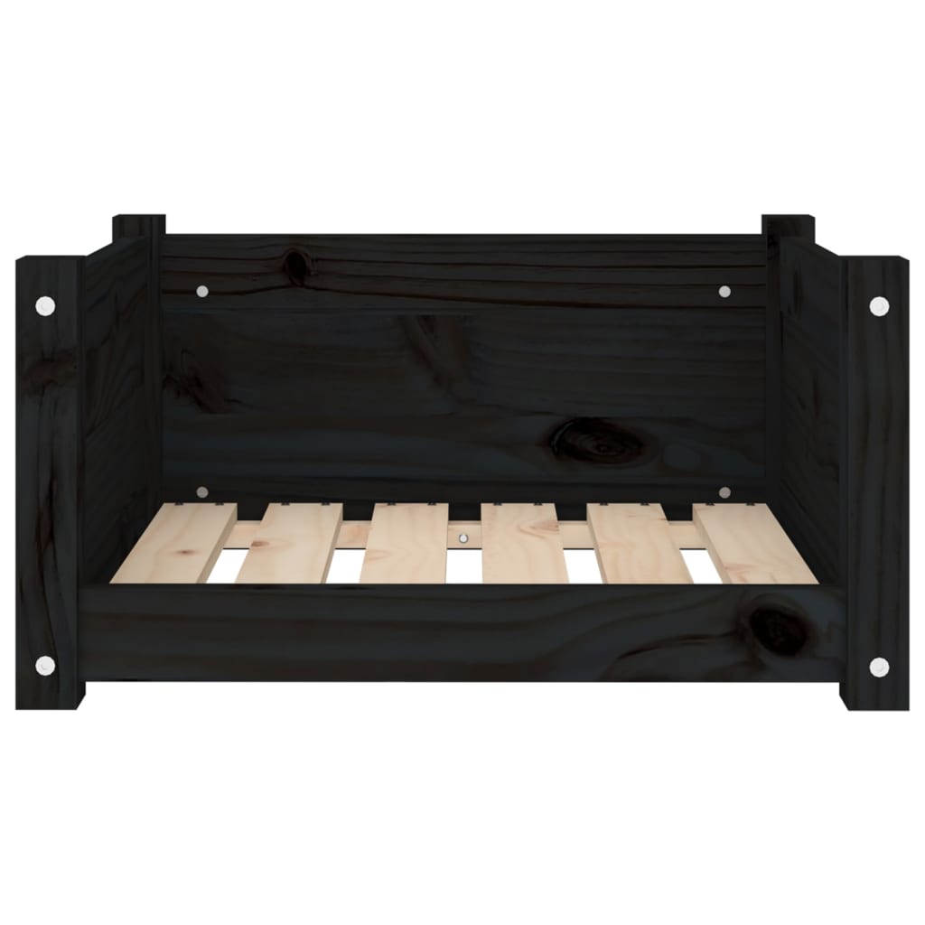 Dog Bed Black Solid Pine Wood 21.9 x 17.9 x 11.0 in Durable