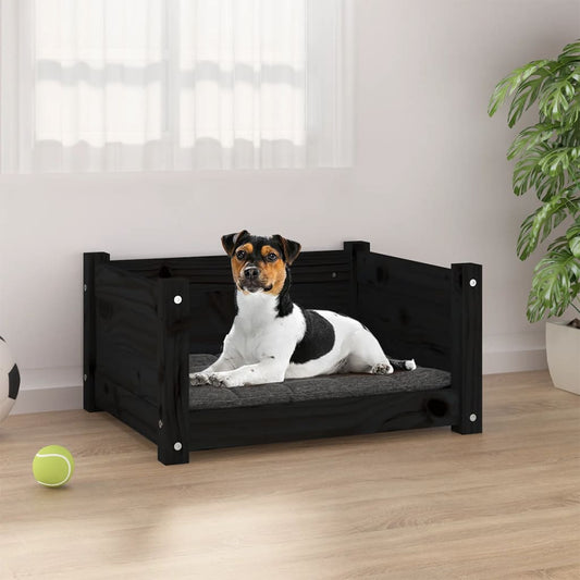Dog Bed Black Solid Pine Wood 21.9 x 17.9 x 11.0 in Durable