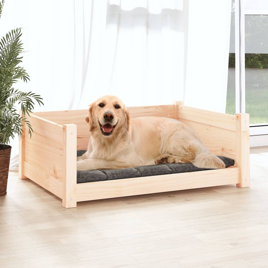 Dog Bed Natural Solid pine wood 29.7x21.9x11.0 in Minimalistic