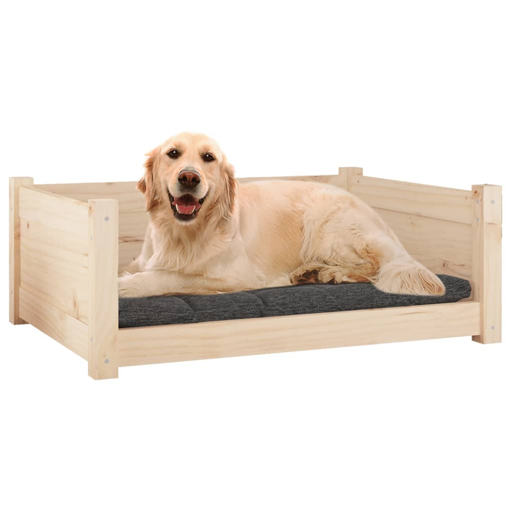 Dog Bed Natural Solid pine wood 29.7x21.9x11.0 in Minimalistic