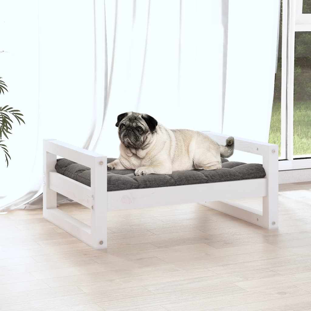 Dog Bed White Solid Pine Wood 25.8 x 19.9 x 11.0 in Sturdy