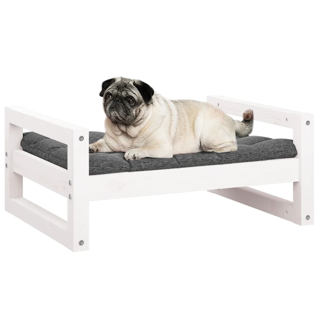 Dog Bed White Solid Pine Wood 25.8 x 19.9 x 11.0 in Sturdy
