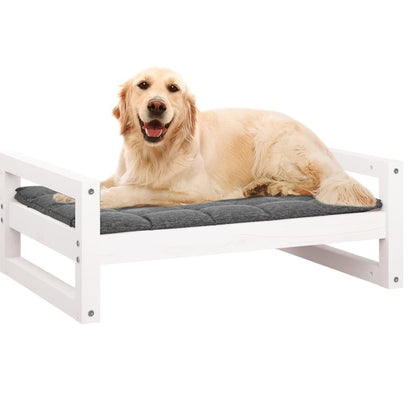 Dog Bed White Solid Pine Wood Medium Dog Bed Rectangular