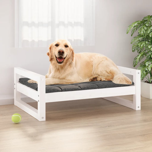Dog Bed White Solid Pine Wood Medium Dog Bed Rectangular