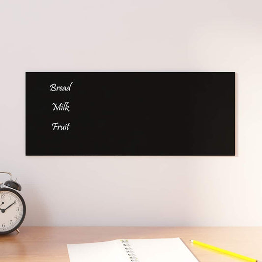Wall-mounted Magnetic Board Black 19.7"x7.9" Tempered Glass