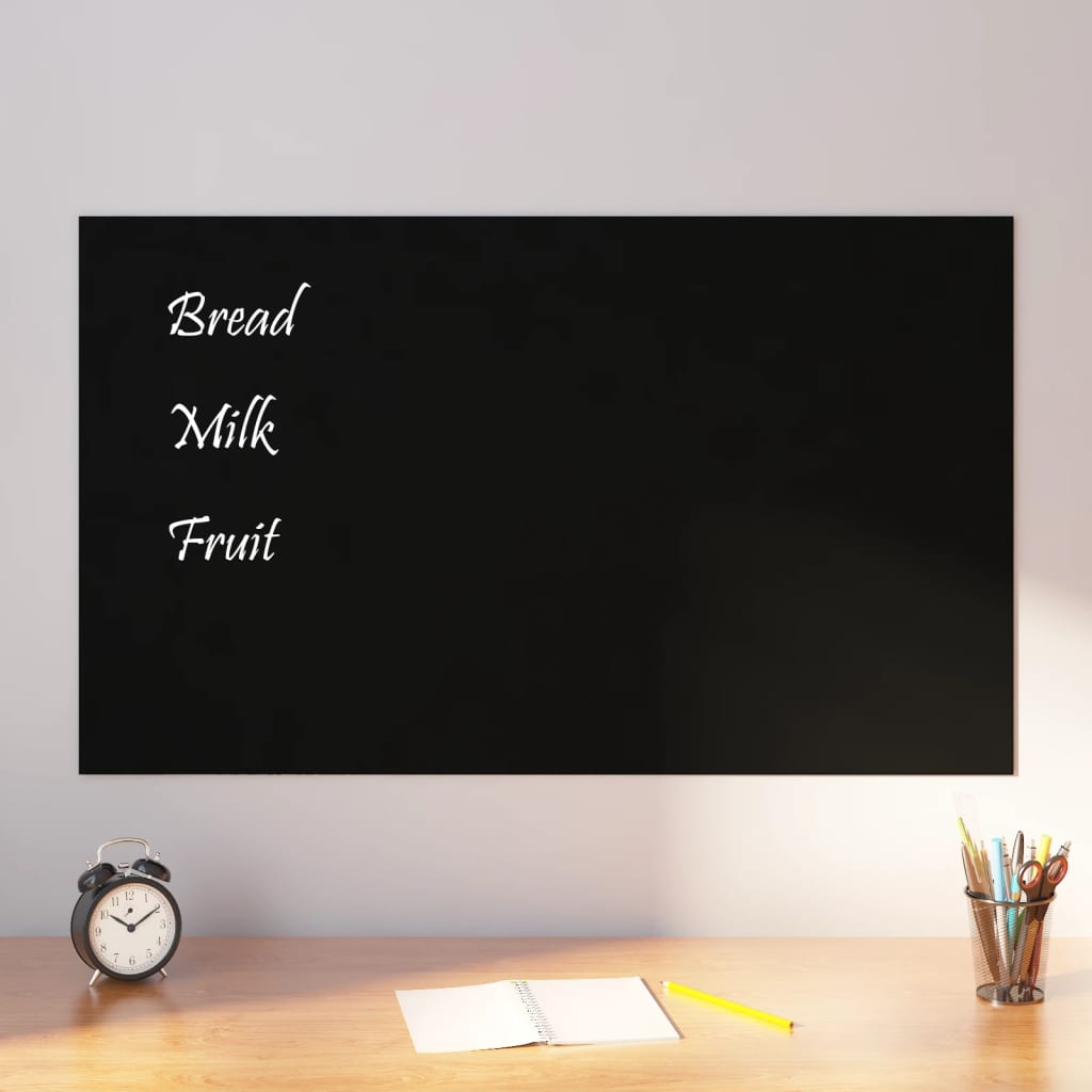 Wall-mounted Magnetic Board Black 39.4"x23.6" Tempered Glass