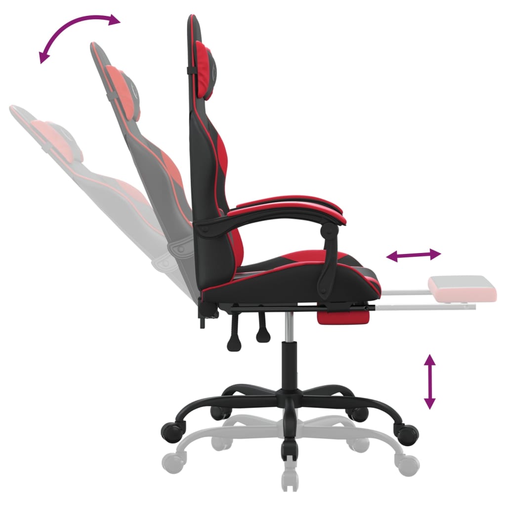 Gaming Chair Black and Red Faux leather, metal, plywood Adjustable