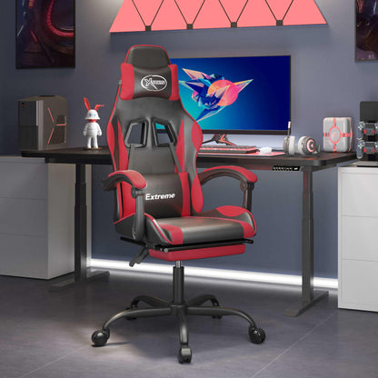Gaming Chair Black and Red Faux leather, metal, plywood Adjustable