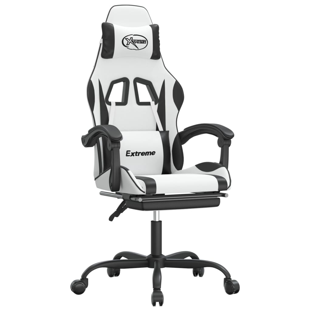 Gaming Chair White and Black Faux leather, metal, plywood, foam