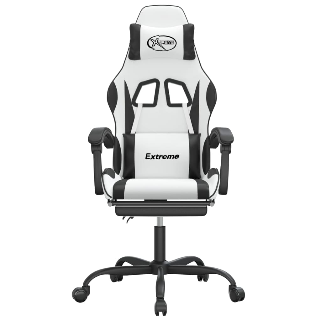 Gaming Chair White and Black Faux leather, metal, plywood, foam