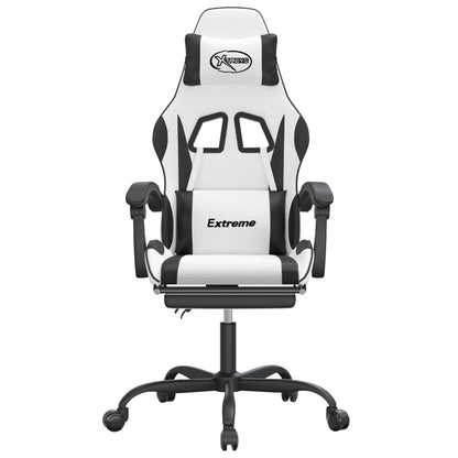 Gaming Chair White and Black Faux leather, metal, plywood, foam