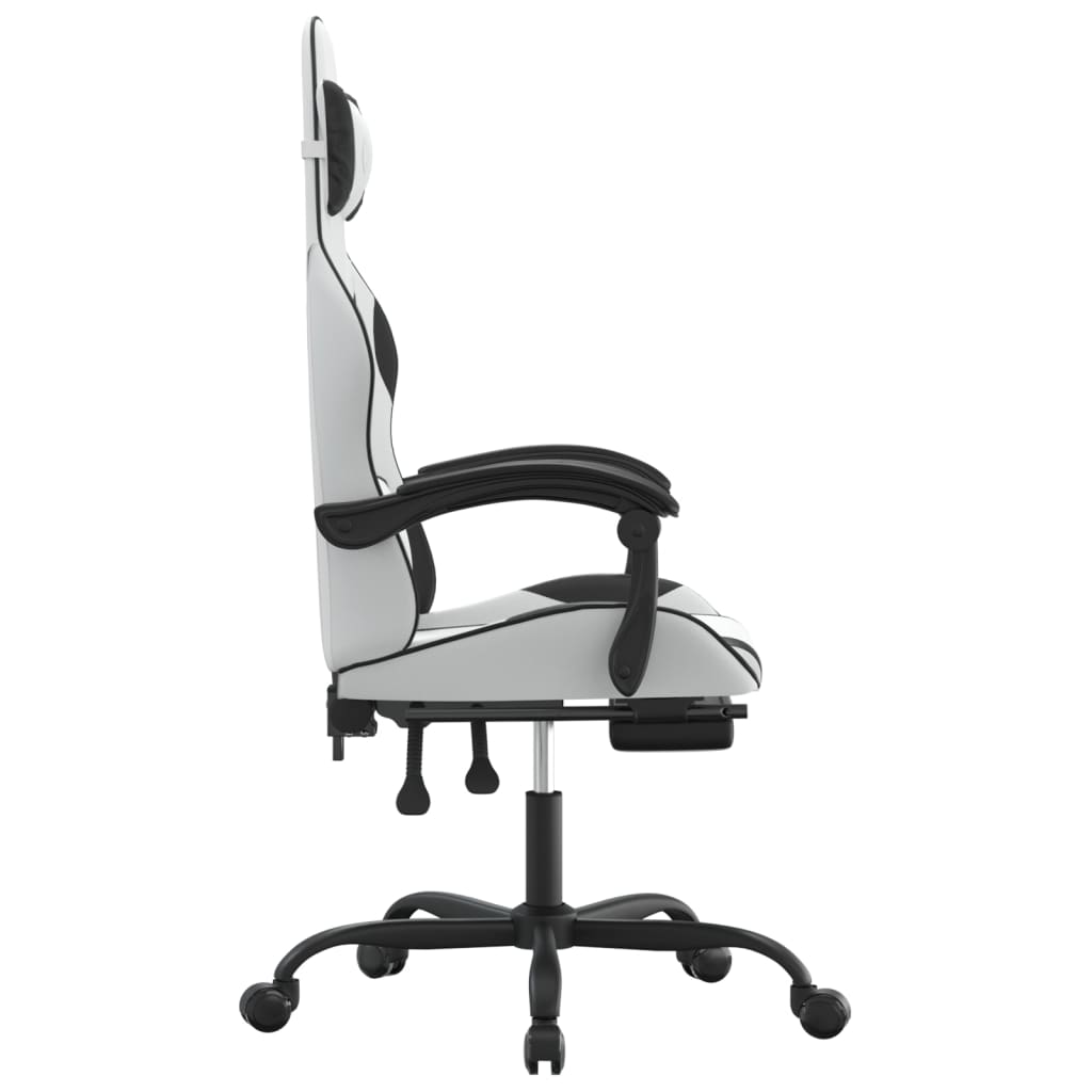 Gaming Chair White and Black Faux leather, metal, plywood, foam