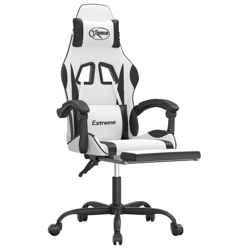 Gaming Chair White and Black Faux leather, metal, plywood, foam