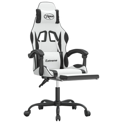 Gaming Chair White and Black Faux leather, metal, plywood, foam