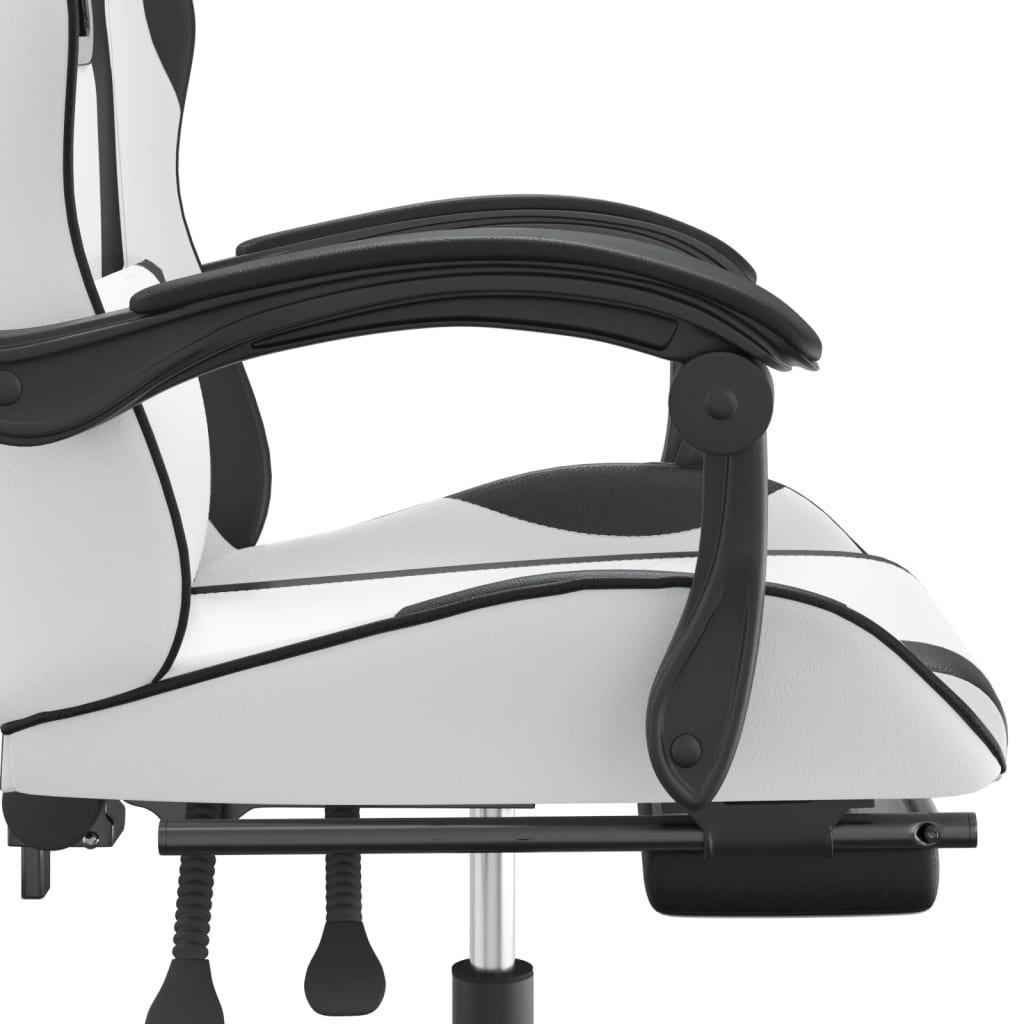 Gaming Chair White and Black Faux leather, metal, plywood, foam